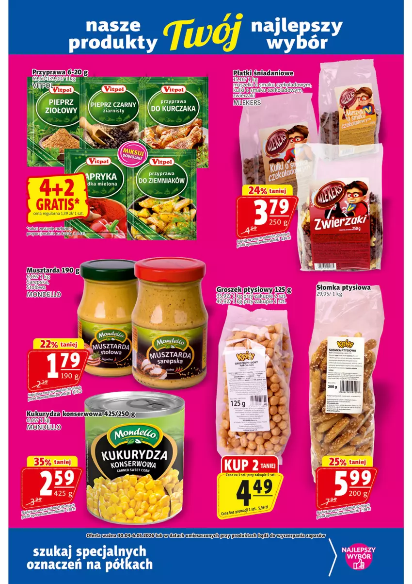 Gazetka promocyjna Prim Market - ważna 30.04 do 06.05.2026 - strona 17 - produkty: Danio, Fa, Groszek, Kukurydza, Kurczak, Mus, Musztarda, Por, Ser