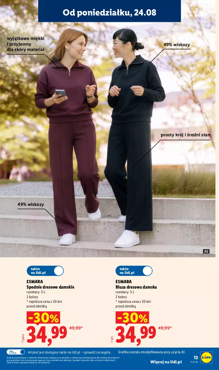 Gazetka promocyjna Lidl - Gazetka ważna od 24.08. do 30.08. - ważna 24.08 do 30.08.2026 - strona 13 - produkty: Bluza, Bluza dresowa, Dres, Gra, Grafika, Spodnie, Spodnie dresowe