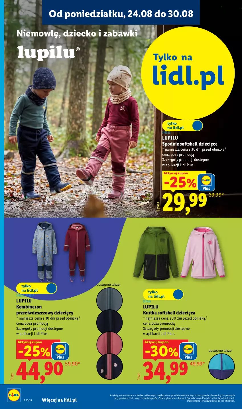 Gazetka promocyjna Lidl - Gazetka ważna od 24.08. do 30.08. - ważna 24.08 do 30.08.2026 - strona 24 - produkty: Dzieci, Kombinezon, Kurtka, Kurtka softshell, Spodnie, Spodnie softshell