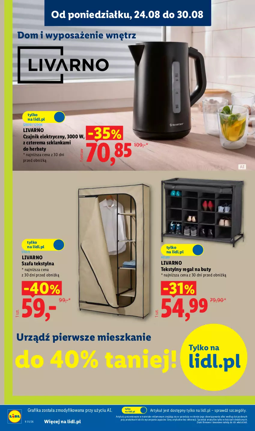 Gazetka promocyjna Lidl - Gazetka ważna od 24.08. do 30.08. - ważna 24.08 do 30.08.2026 - strona 26 - produkty: Buty, Czajnik, Czajnik elektryczny, Fa, Gra, Grafika, Ivar, Regał, Szafa, Szklanka