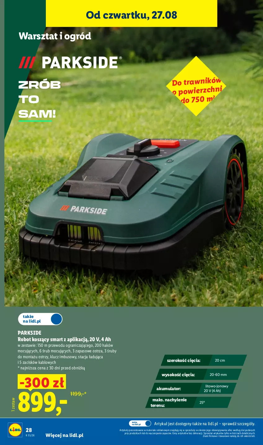 Gazetka promocyjna Lidl - Gazetka ważna od 24.08. do 30.08. - ważna 24.08 do 30.08.2026 - strona 34 - produkty: Akumulator, Gra, Kosz, Ogród, Parkside, Robot, Sok