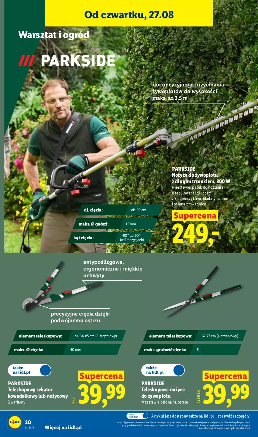 Gazetka promocyjna Lidl - Gazetka ważna od 24.08. do 30.08. - ważna 24.08 do 30.08.2026 - strona 36 - produkty: Noż, Nożyce, Ogród, Okulary ochronne, Parkside, Pasek, Sekator, Sok, Teleskop, Top, Uchwyty