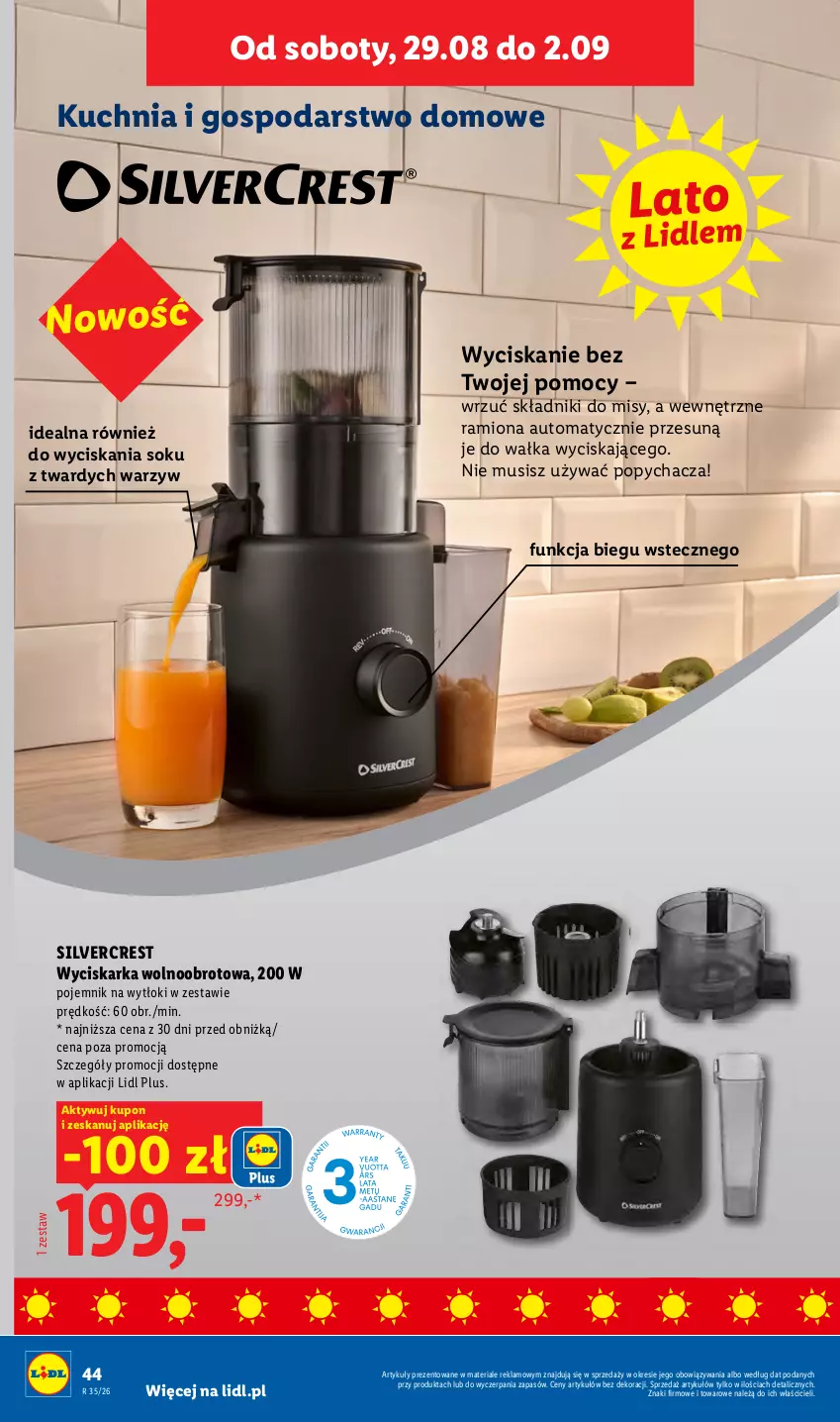 Gazetka promocyjna Lidl - Gazetka ważna od 24.08. do 30.08. - ważna 24.08 do 30.08.2026 - strona 50 - produkty: Kuchnia, Mus, Pojemnik, Silvercrest, Sok, Wyciskarka, Wyciskarka wolnoobrotowa