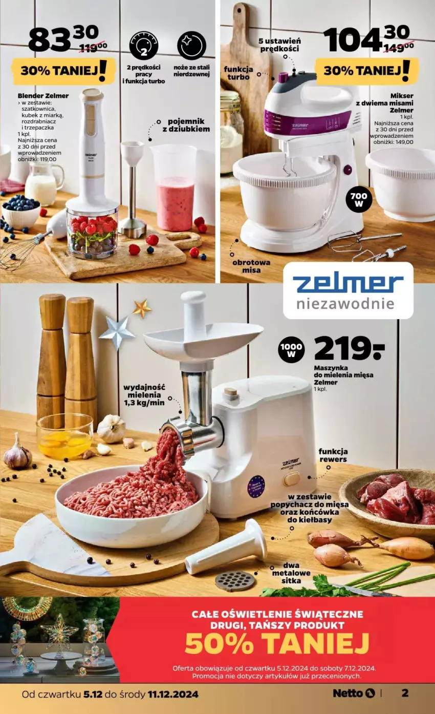 Gazetka promocyjna Netto - ważna 05.12 do 11.12.2024 - strona 5 - produkty: Blender, Kubek, Maszynka, Maszynka do mielenia, Mikser, Pojemnik, Rozdrabniacz, Ser, Szatkownica, Szynka, Trzepaczka, Zelmer