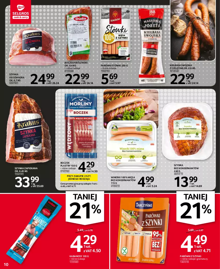 Gazetka promocyjna Selgros - Oferta spożywcza - ważna 25.11 do 01.12.2021 - strona 10 - produkty: Boczek, Gra, Kabanos, Kiełbasa, Królewski, Parówki, Parówki z szynki, Rama, Ser, Szynka