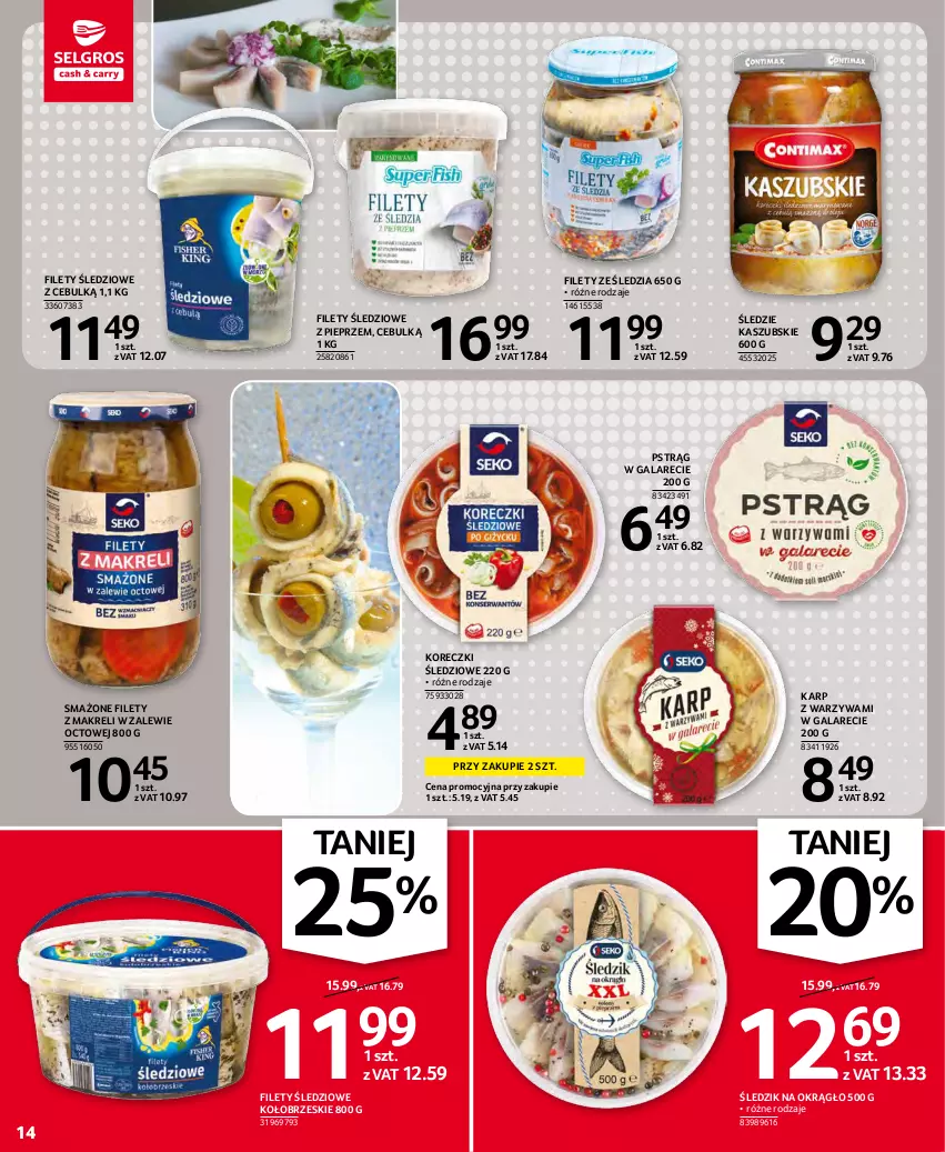 Gazetka promocyjna Selgros - Oferta spożywcza - ważna 25.11 do 01.12.2021 - strona 14 - produkty: Gala, Karp, Koreczki śledziowe, Pieprz, Pstrąg, Warzywa