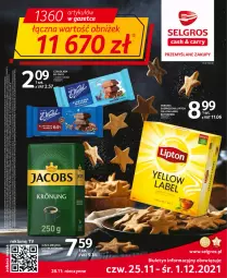 Gazetka promocyjna Selgros - Oferta spożywcza - Gazetka - ważna od 01.12 do 01.12.2021 - strona 1 - produkty: Top, Kawa mielona, Kawa, Jacobs Krönung, Tran, Lipton, Czekolada, Jacobs, Herbata, LG, Fa