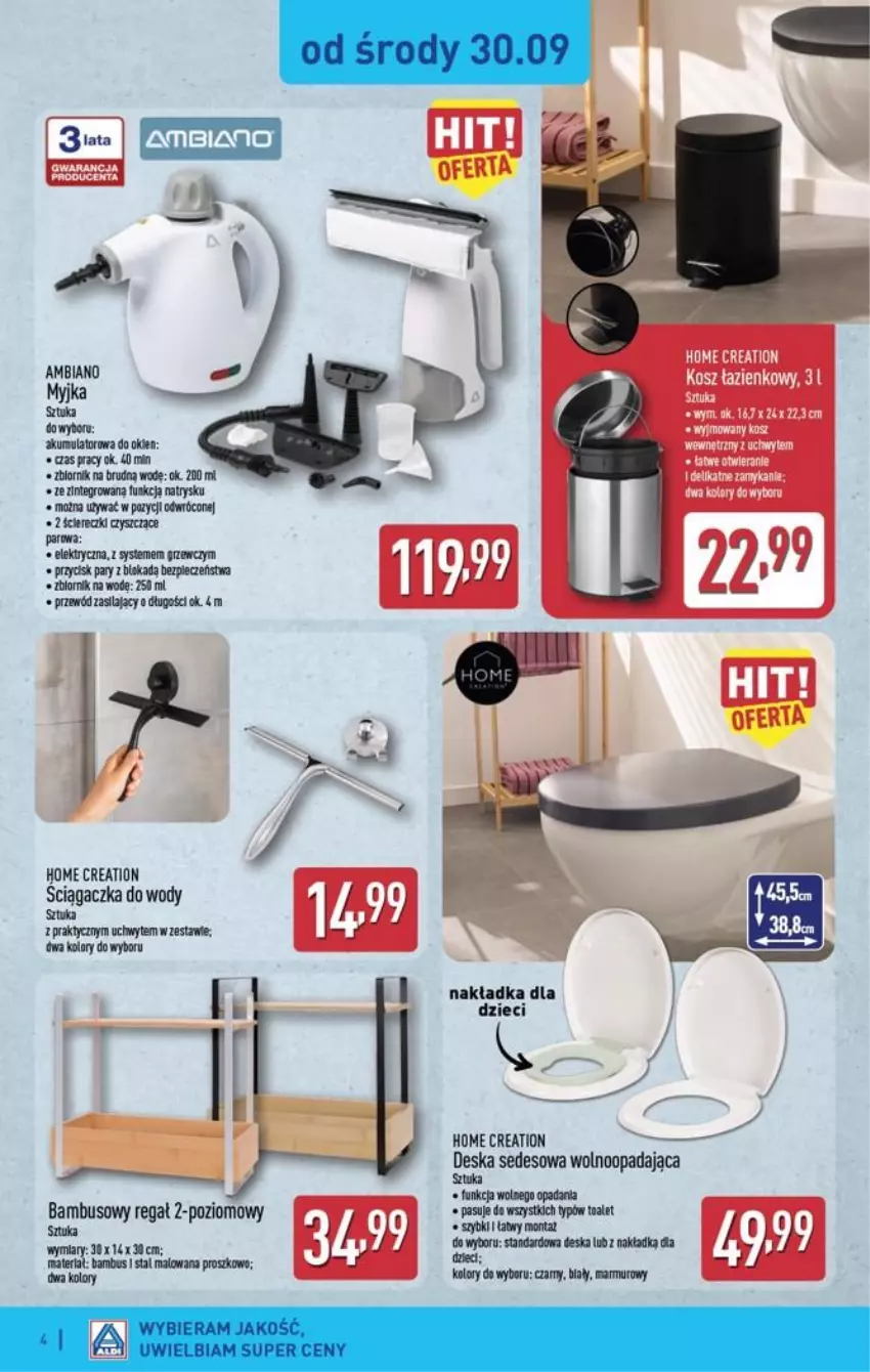 Gazetka promocyjna Aldi - Przygotuj się na kolejny tydzień! - ważna 30.09 do 03.10.2026 - strona 4 - produkty: Deska sedesowa, Kosz, Kosz łazienkowy, Piec, Przewód, Regał