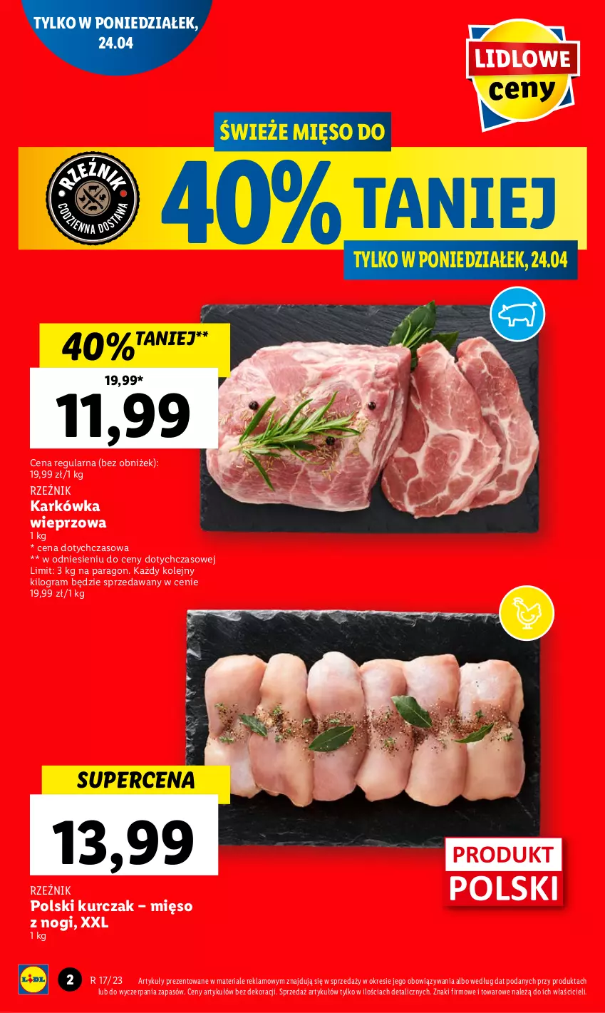 Gazetka promocyjna Lidl - GAZETKA - ważna 24.04 do 26.04.2023 - strona 4 - produkty: Gra, Karkówka wieprzowa, Kurczak, Mięso, Olej