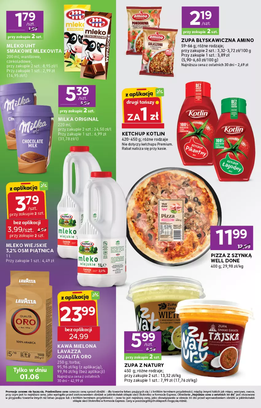 Gazetka promocyjna Stokrotka - Stokrotka Express - ważna 28.05 do 01.06.2026 - strona 4 - produkty: Kawa, Kawa mielona, Ketchup, Kotlin, Lavazza, Mięso, Mleko, Owoce, Piątnica, Pizza, Torba, Warzywa, Zupa