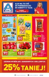Gazetka promocyjna Aldi - Pełen katalog - Gazetka - ważna od 10.06 do 10.06.2023 - strona 1 - produkty: Sok, Gra, Orzeszki, Papryka czerwona, Papryka, Chipsy, Boczek, Grill, Orzeszki ziemne, Kiełbasa, Pomidory, Boczek wieprzowy, Kiełbasa śląska, Fa