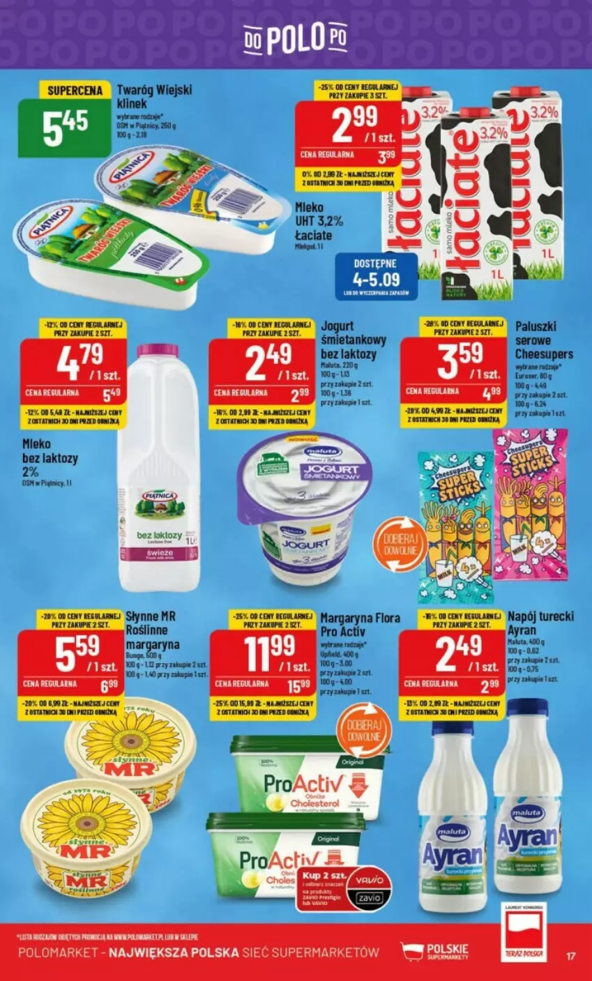 Gazetka promocyjna PoloMarket - ważna 30.08 do 05.09.2023 - strona 9 - produkty: Flora, Jogurt, Margaryna, Mleko, Mleko bez laktozy, Napój, Noż, Słynne, Twaróg