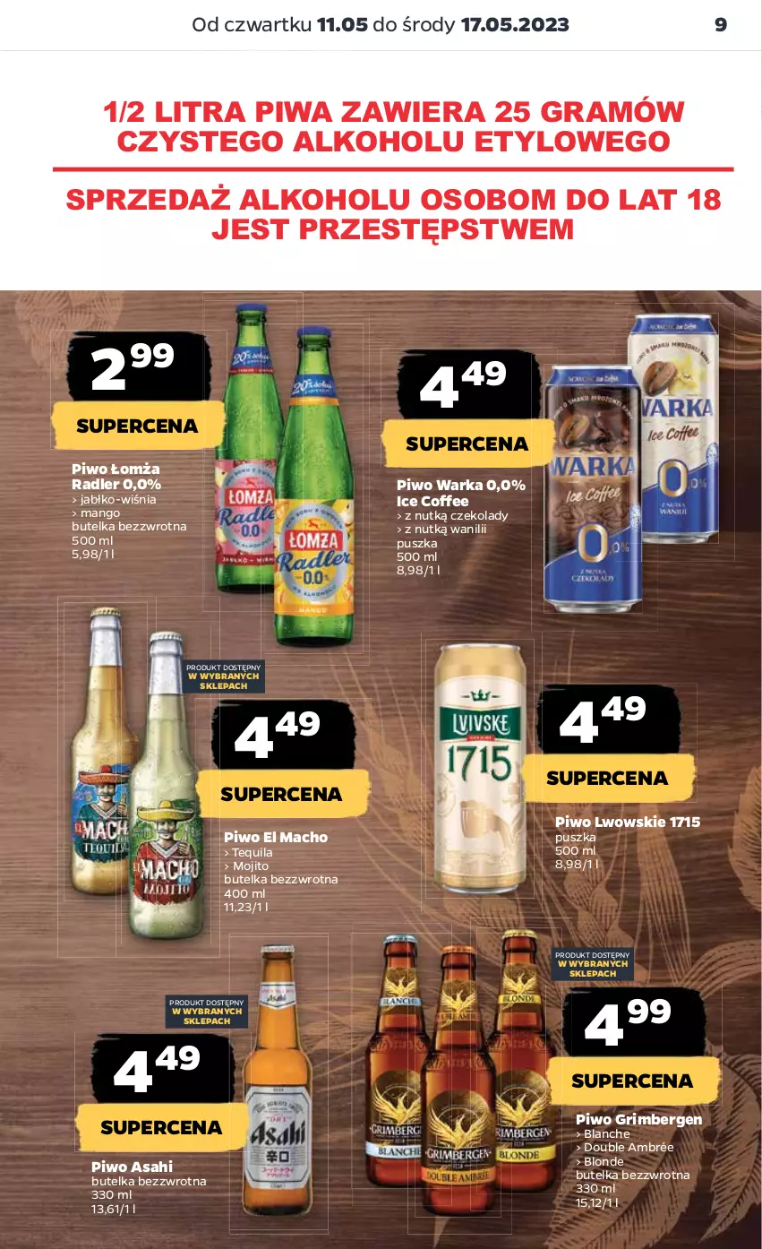 Gazetka promocyjna Netto - Artykuły spożywcze - ważna 11.05 do 17.05.2023 - strona 9 - produkty: Asahi, Gra, Mango, Piwa, Piwo, Radler, Tequila, Warka