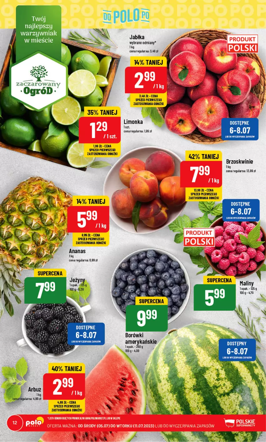 Gazetka promocyjna PoloMarket - Gazetka pomocyjna - ważna 05.07 do 11.07.2023 - strona 12 - produkty: Ananas, Jabłka, Limonka, Maliny, Pur