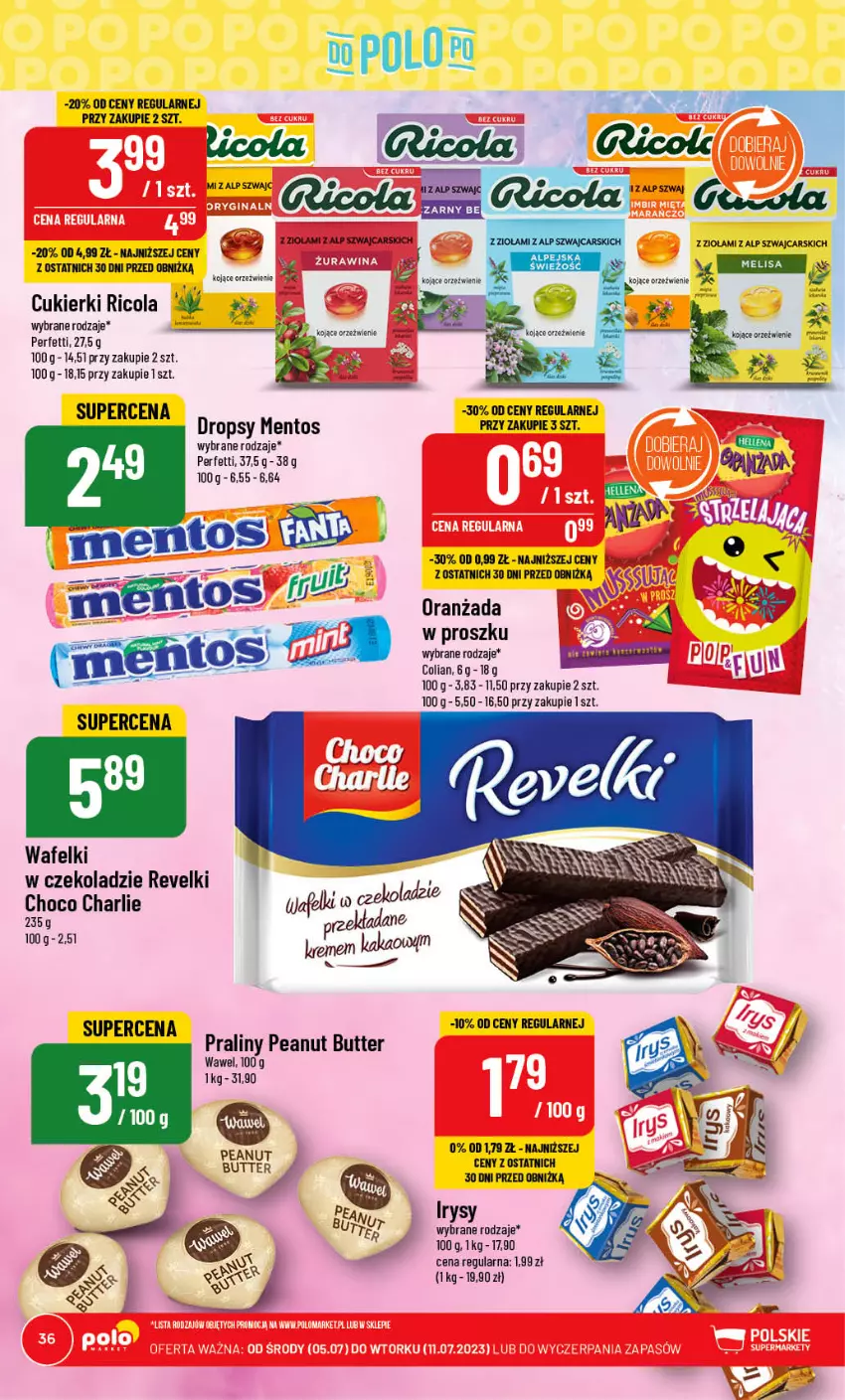 Gazetka promocyjna PoloMarket - Gazetka pomocyjna - ważna 05.07 do 11.07.2023 - strona 36 - produkty: Cars, Cukier, Cukierki, Mentos, Oranżada, Praliny, Wawel