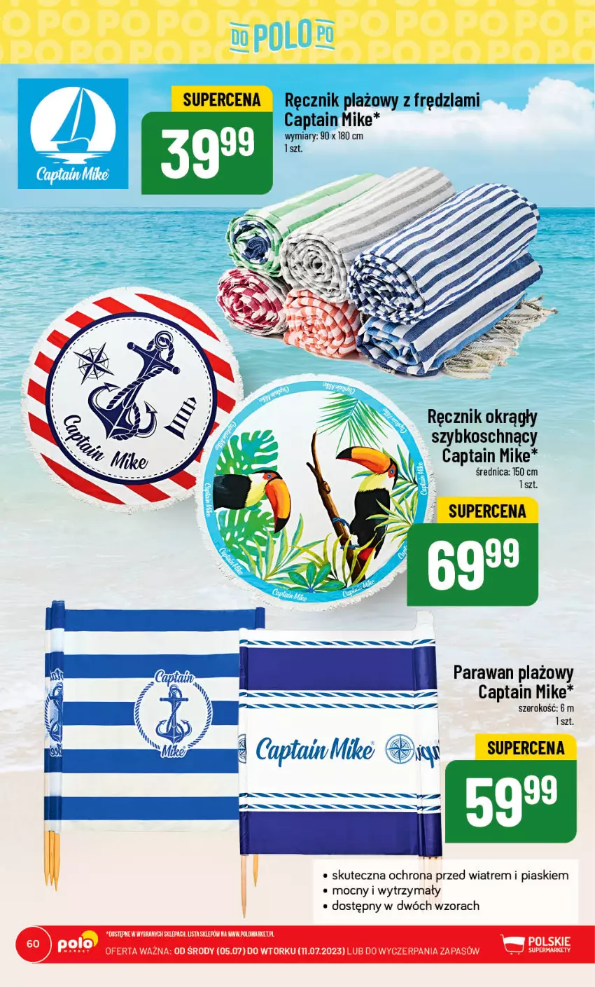 Gazetka promocyjna PoloMarket - Gazetka pomocyjna - ważna 05.07 do 11.07.2023 - strona 60 - produkty: Parawan plażowy, Ręcznik