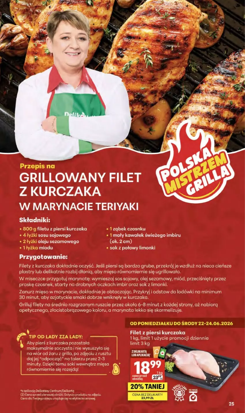 Gazetka promocyjna Delikatesy Centrum - Franczyza DC25 Czwartek - ważna 18.06 do 24.06.2026 - strona 25 - produkty: Cień, Czosnek, Dell, Fa, Filet z piersi kurczaka, Gra, Grill, Imbir, Koc, Kurczak, LG, Mięso, Miód, Nuty, Olej, Olej sezamowy, Rum, Sezam, Sok, Sos, Sos sojowy, Talerz