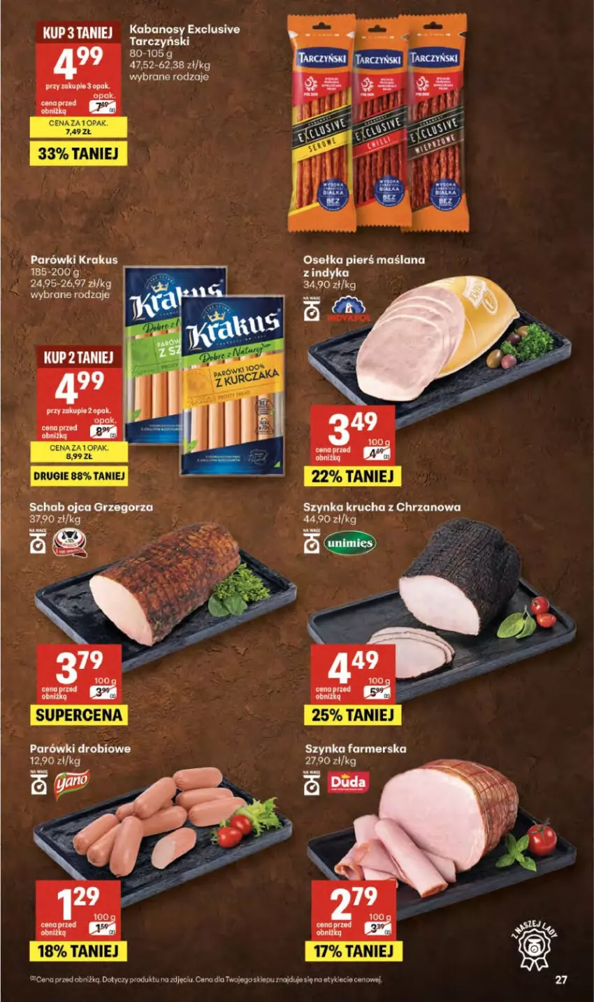Gazetka promocyjna Delikatesy Centrum - Franczyza DC25 Czwartek - ważna 18.06 do 24.06.2026 - strona 27 - produkty: Chrzan, Fa, Krakus, LANA, Parówki, Szynka, Szynka farmerska