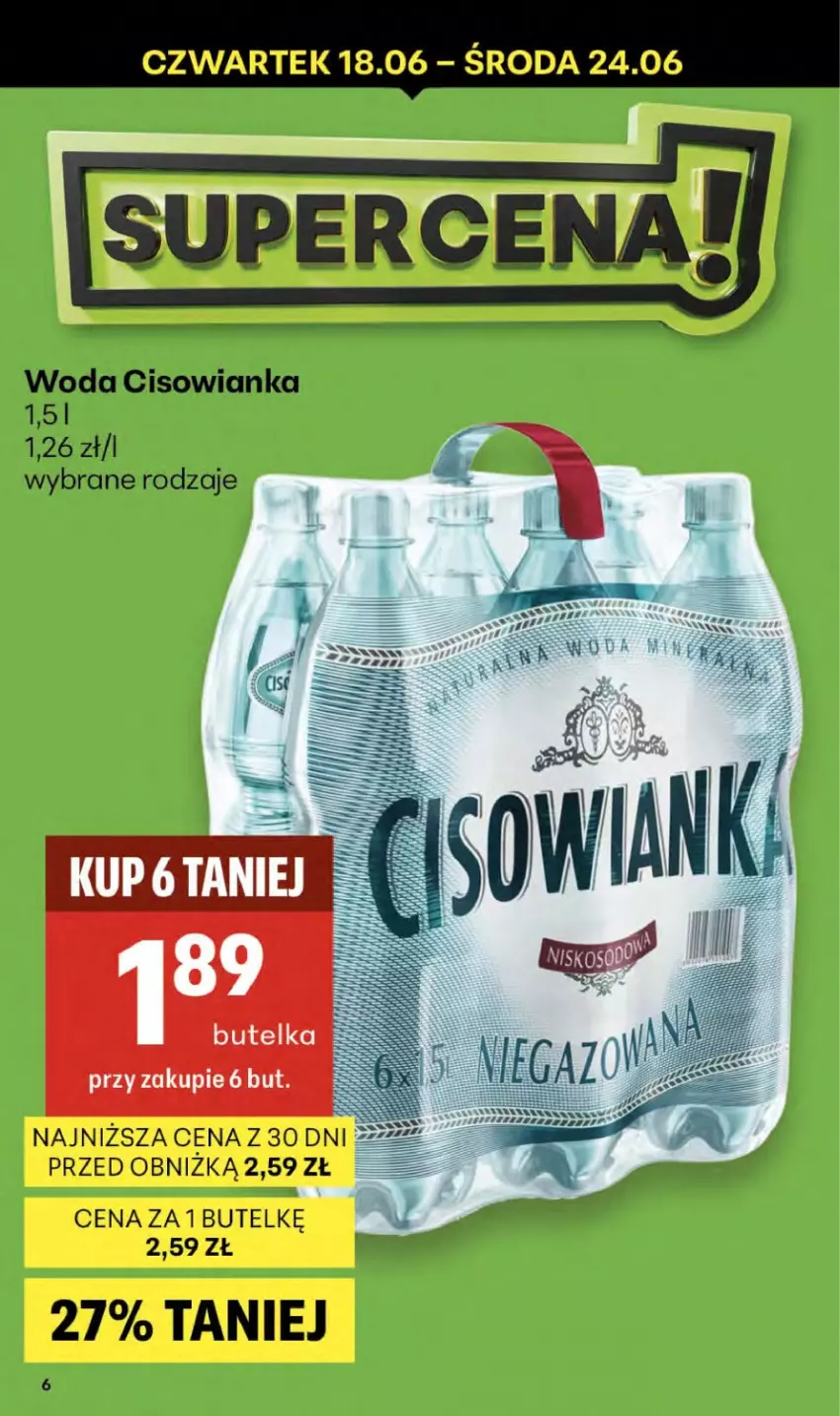 Gazetka promocyjna Delikatesy Centrum - Franczyza DC25 Czwartek - ważna 18.06 do 24.06.2026 - strona 6 - produkty: Cisowianka, Woda