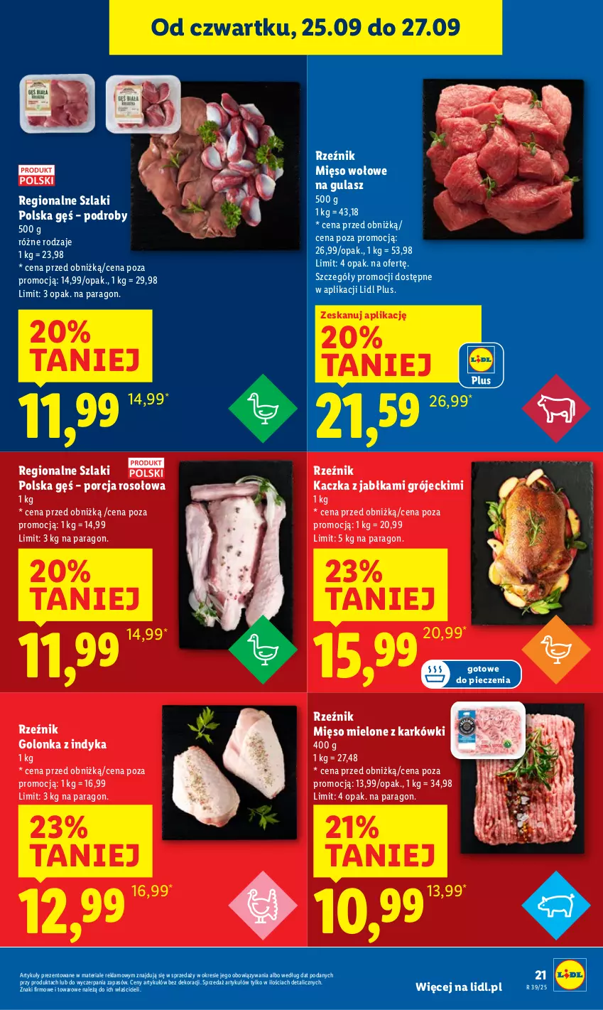 Gazetka promocyjna Lidl - GAZETKA - ważna 25.09 do 27.09.2025 - strona 23 - produkty: Golonka z indyka, Jabłka, Kaczka, Mięso, Mięso mielone, Mięso wołowe, Piec, Por