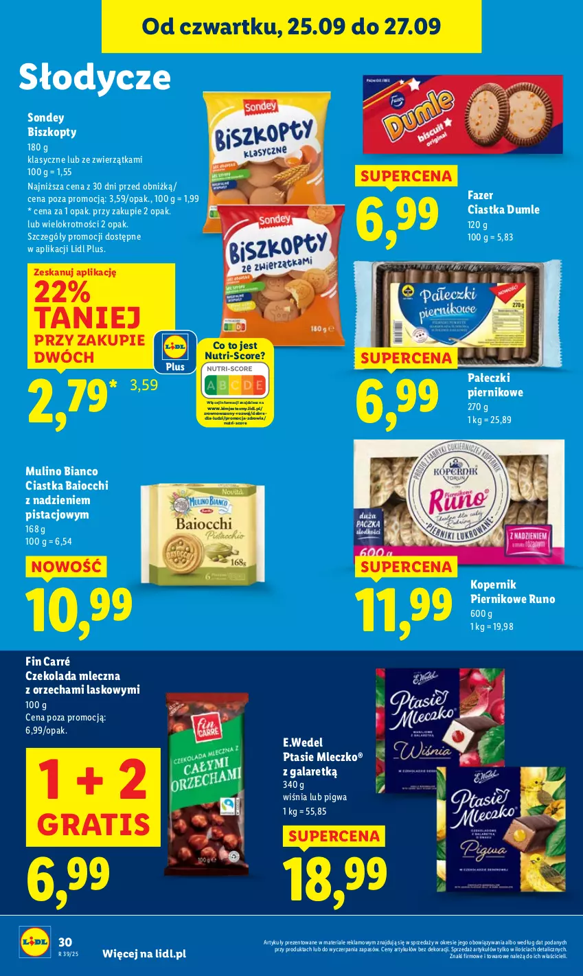 Gazetka promocyjna Lidl - GAZETKA - ważna 25.09 do 27.09.2025 - strona 34 - produkty: Biszkopty, Ciastka, Czekolada, Czekolada mleczna, Fa, Gala, Gra, Mleczko, Piernik, Ptasie mleczko, Wazon