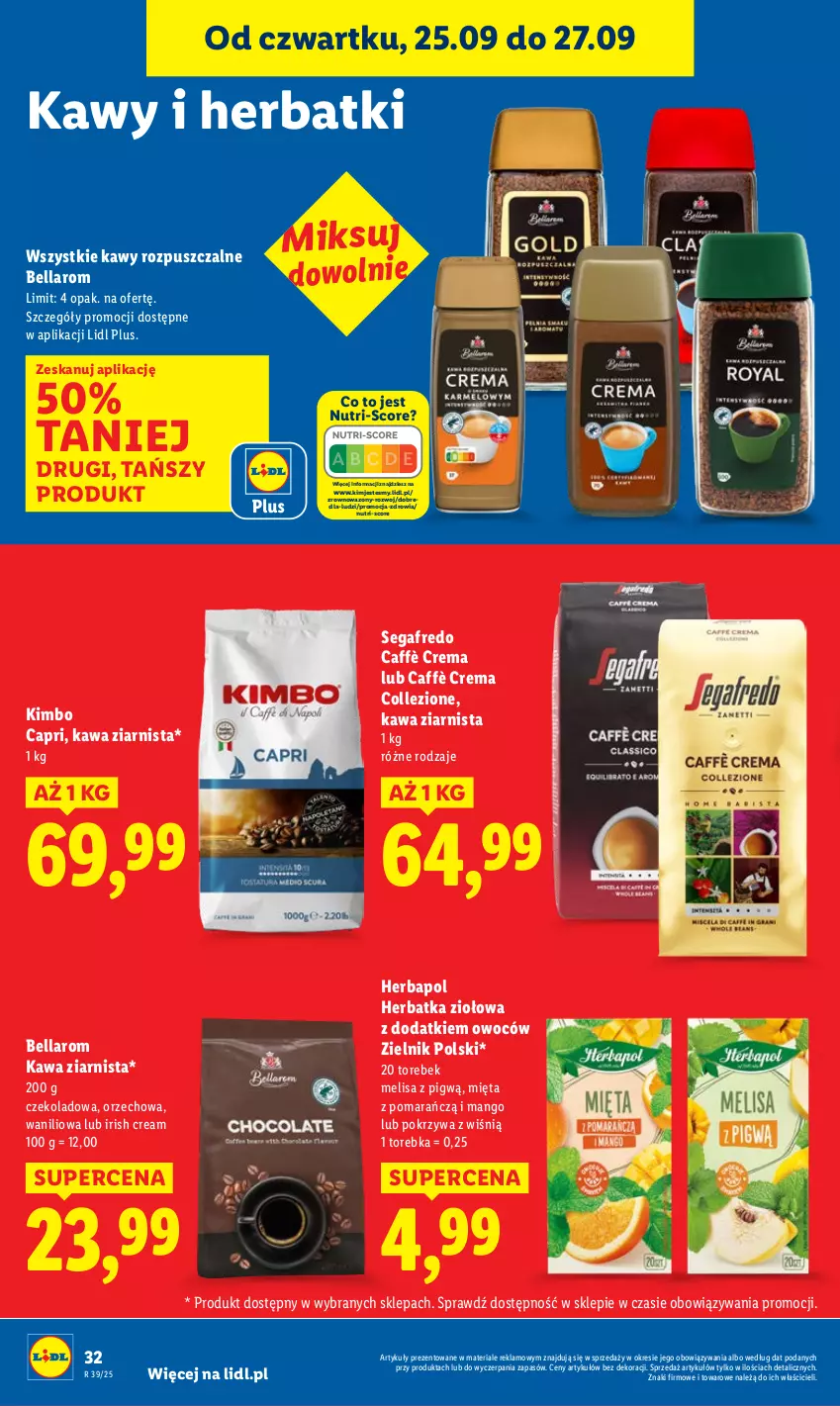 Gazetka promocyjna Lidl - GAZETKA - ważna 25.09 do 27.09.2025 - strona 36 - produkty: Bell, Bella, Herbapol, Kawa, Kawa ziarnista, Mango, Mięta, Segafredo, Torebka, Wazon