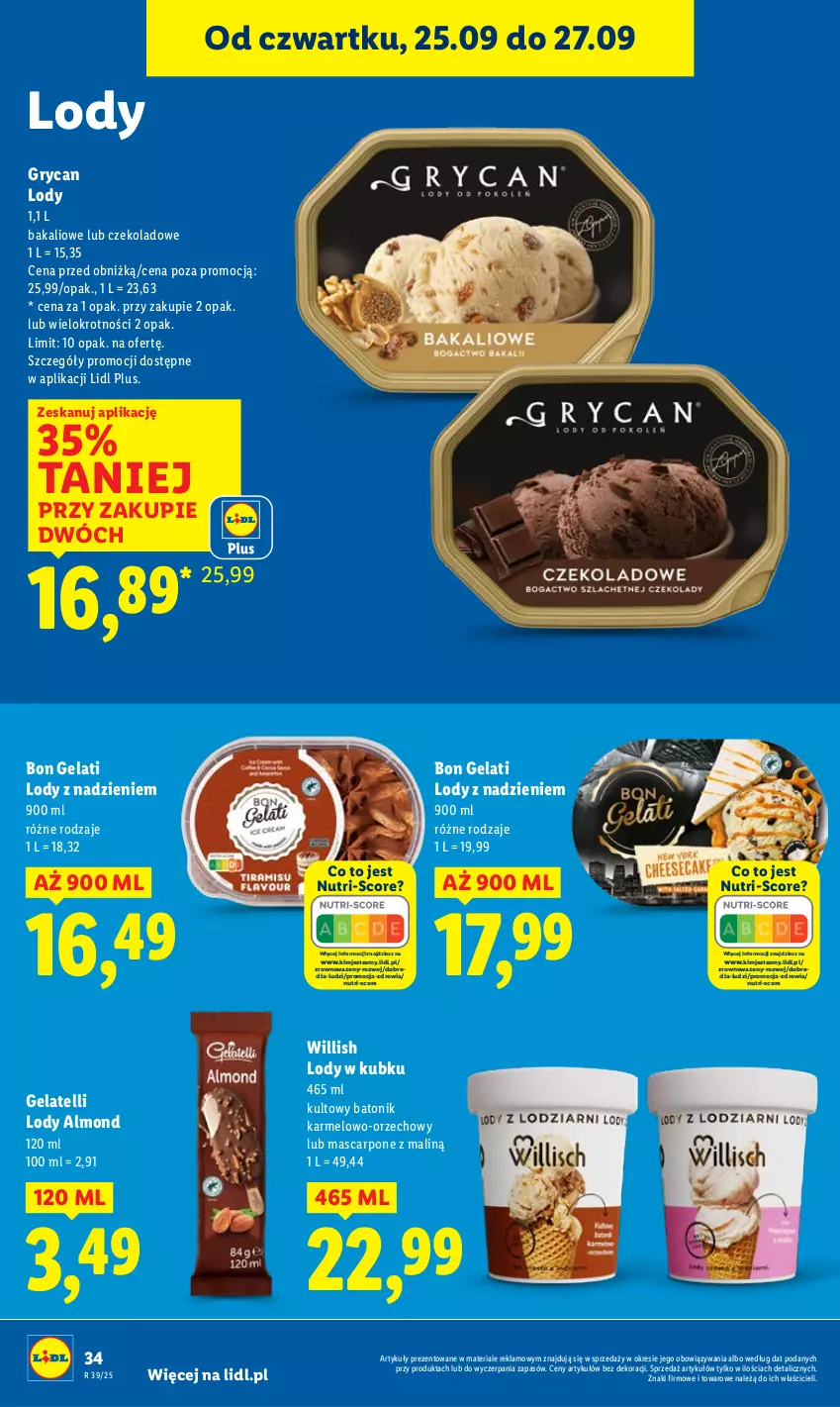 Gazetka promocyjna Lidl - GAZETKA - ważna 25.09 do 27.09.2025 - strona 38 - produkty: Baton, Gry, Lody, Mascarpone, Tonik, Wazon