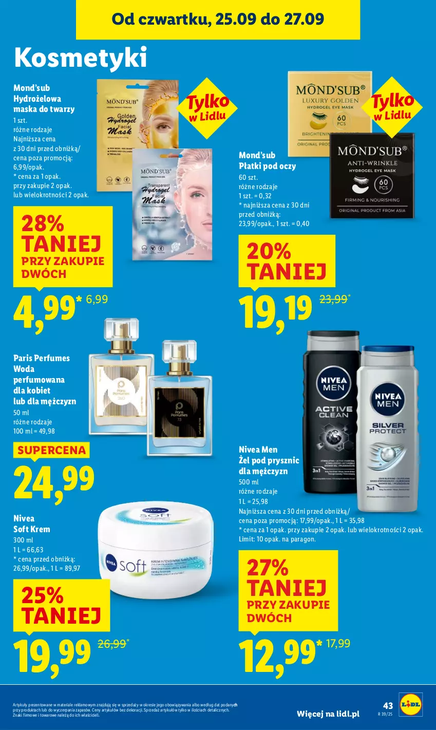 Gazetka promocyjna Lidl - GAZETKA - ważna 25.09 do 27.09.2025 - strona 47 - produkty: Maska, Maska do twarzy, Nivea, Nivea Men, Perfum, Woda, Woda perfumowana