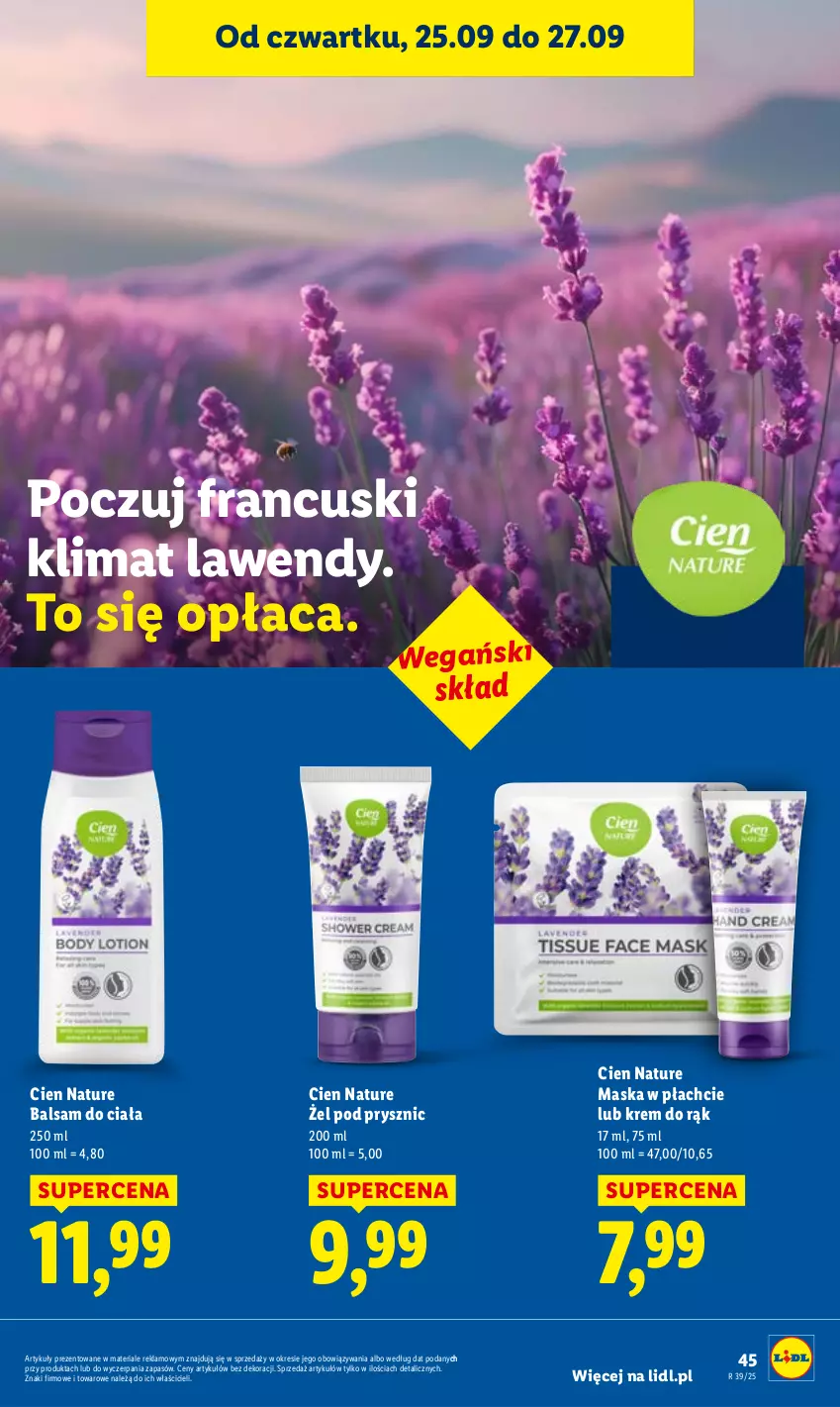 Gazetka promocyjna Lidl - GAZETKA - ważna 25.09 do 27.09.2025 - strona 49 - produkty: Balsam do ciała, Krem do rąk, Maska, Maska w płachcie