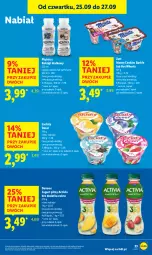 Gazetka promocyjna Lidl - GAZETKA - Gazetka - ważna od 27.09 do 27.09.2025 - strona 25 - produkty: Ser, Danone, Piątnica, Zott, Jogurt, Activia, Barbie, Deser, Hot Wheels, Jogurt pitny, Monte
