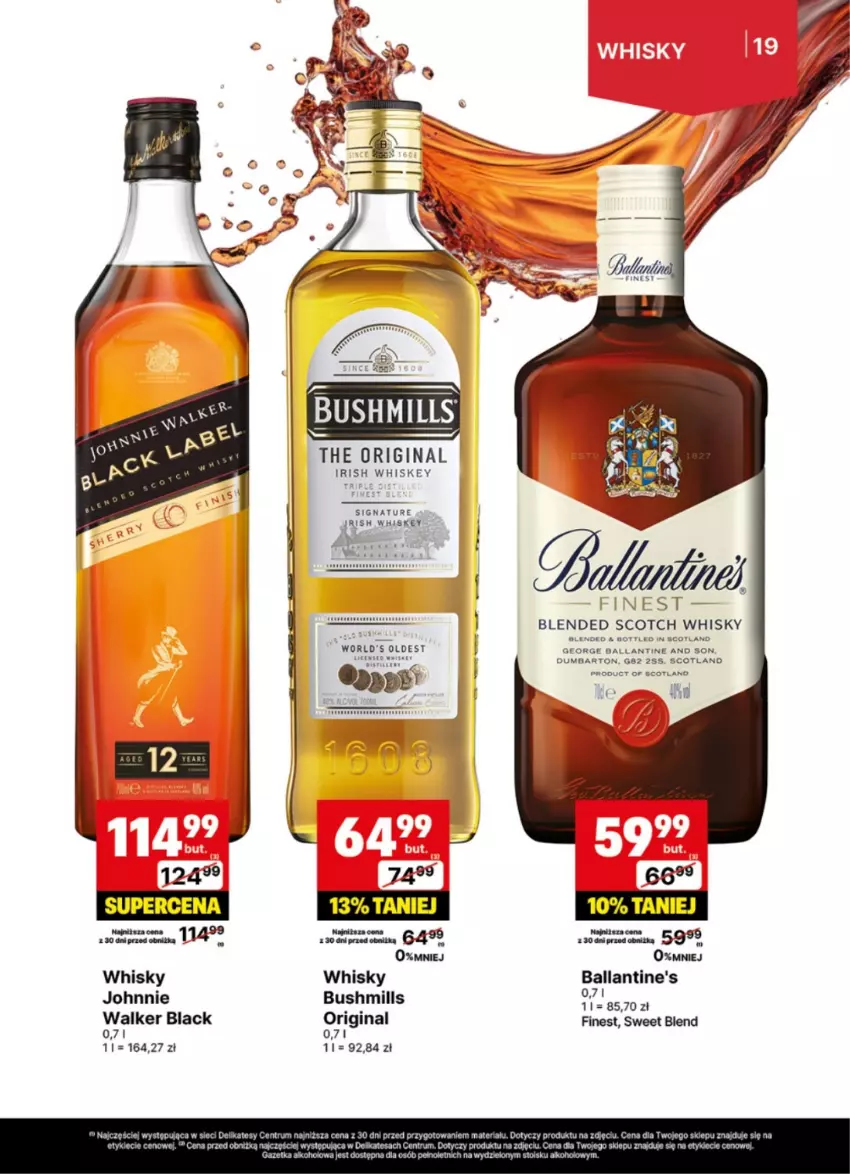 Gazetka promocyjna Delikatesy Centrum - Delibarek DC28-DC29 - ważna 07.07 do 20.07.2025 - strona 19 - produkty: Ballantine's, Bushmills, Gin, Lack, Whiskey, Whisky