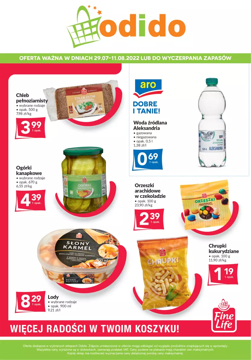 Gazetka promocyjna Odido - Super Oferty! - ważna 29.07 do 11.08.2022 - strona 1 - produkty: Chleb, Chrupki, Kosz, LANA, Lody, Orzeszki, Woda