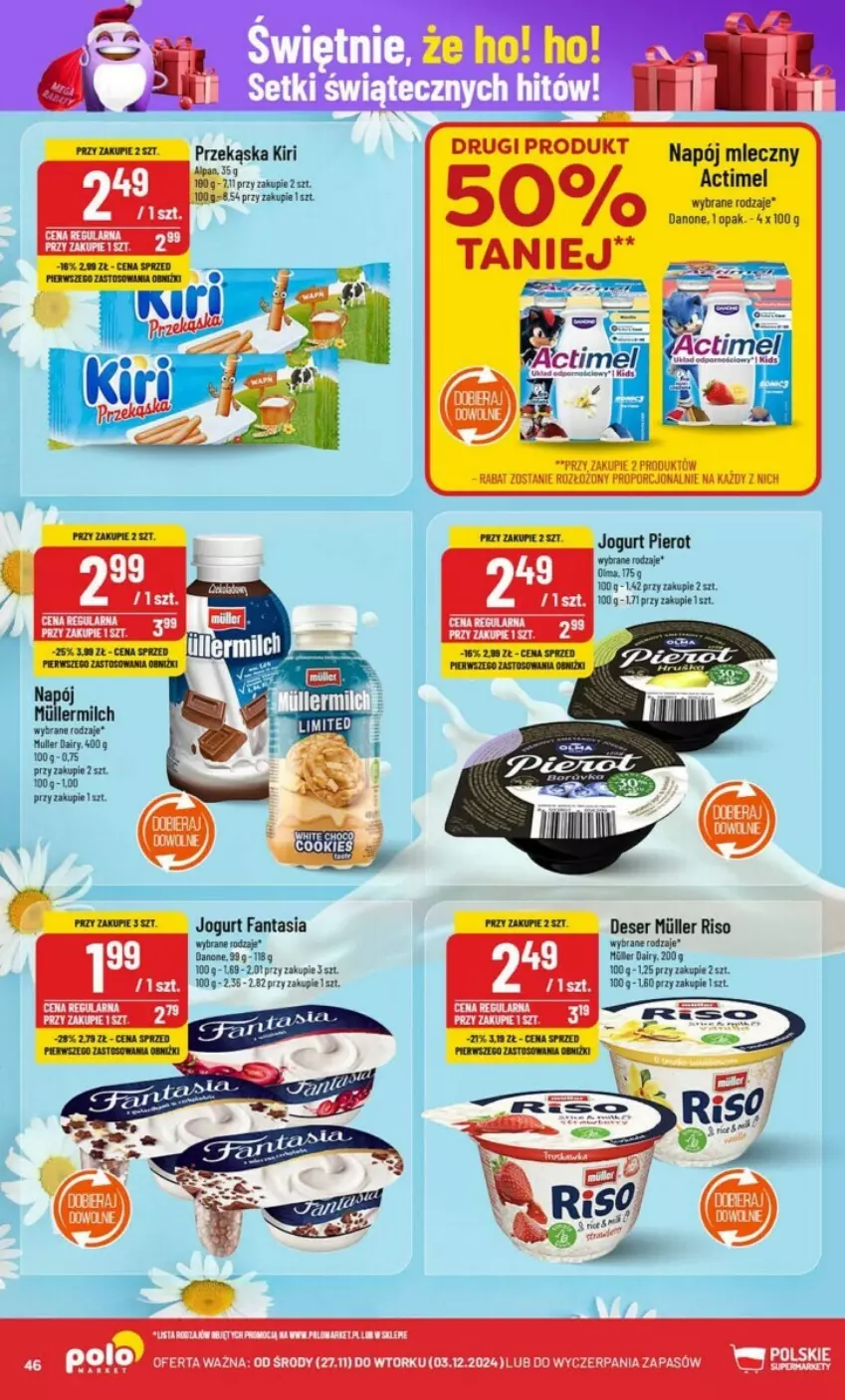 Gazetka promocyjna PoloMarket - ważna 27.11 do 03.12.2024 - strona 41 - produkty: Danone, Deser, Fa, Fanta, Jogurt, Napój, Napój mleczny, Por, Ser