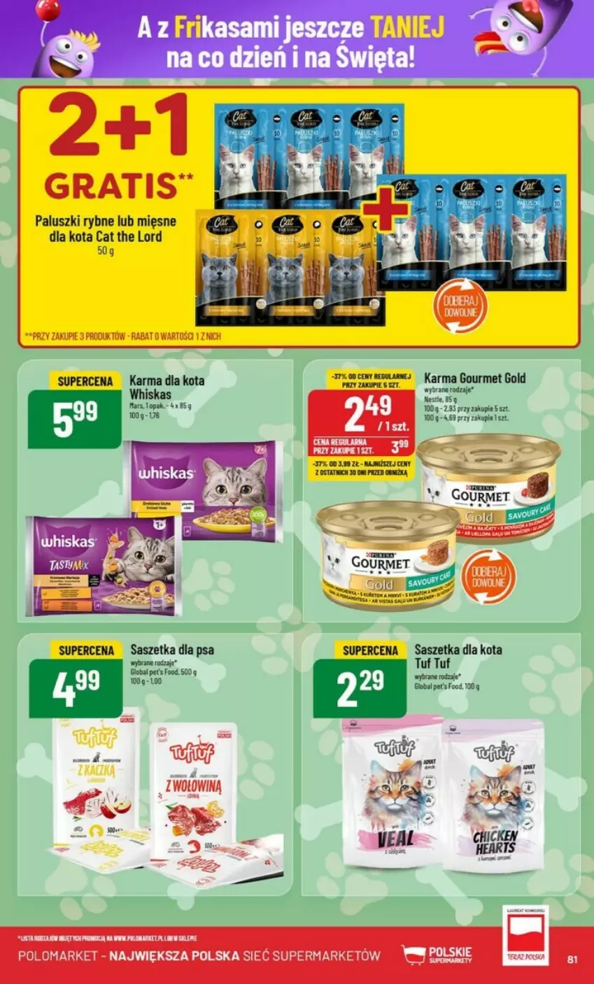 Gazetka promocyjna PoloMarket - ważna 27.11 do 03.12.2024 - strona 80 - produkty: Gourmet Gold, Gra, Paluszki rybne, Tran, Whiskas