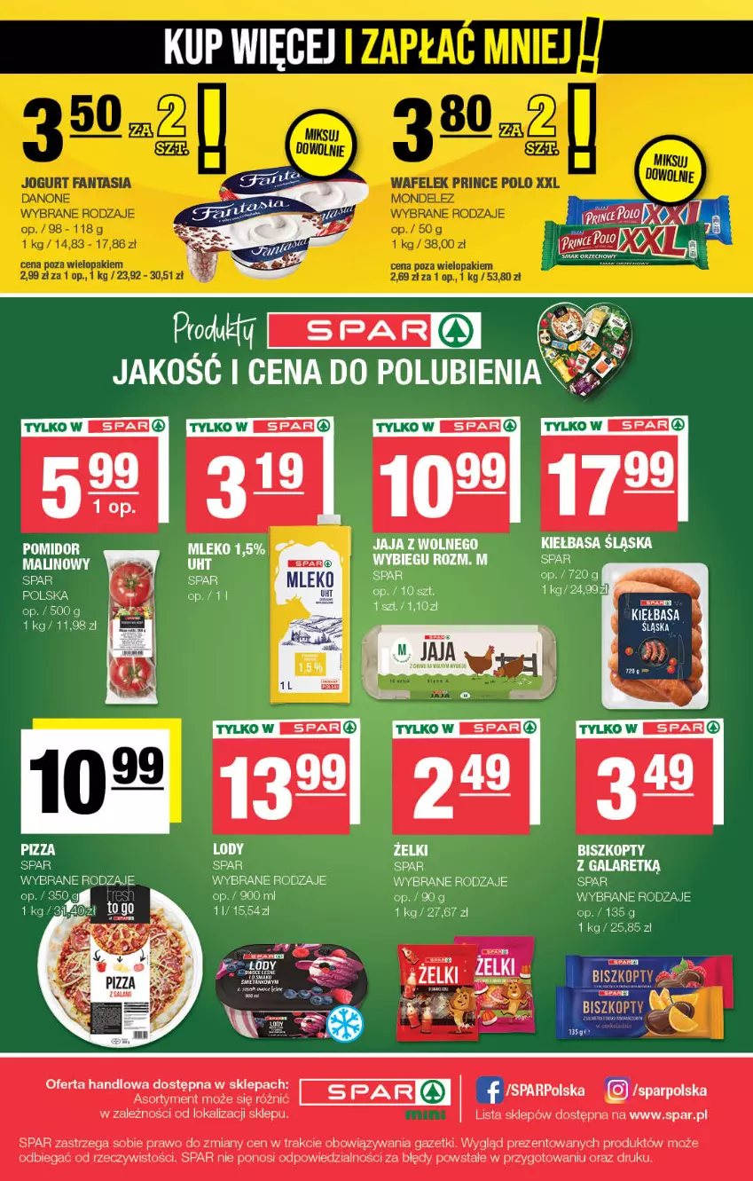 Gazetka promocyjna Spar - Spar-Mini - ważna 18.05 do 28.05.2025 - strona 4 - produkty: Biszkopty, Kiełbasa, Lody, Mleko, Pizza
