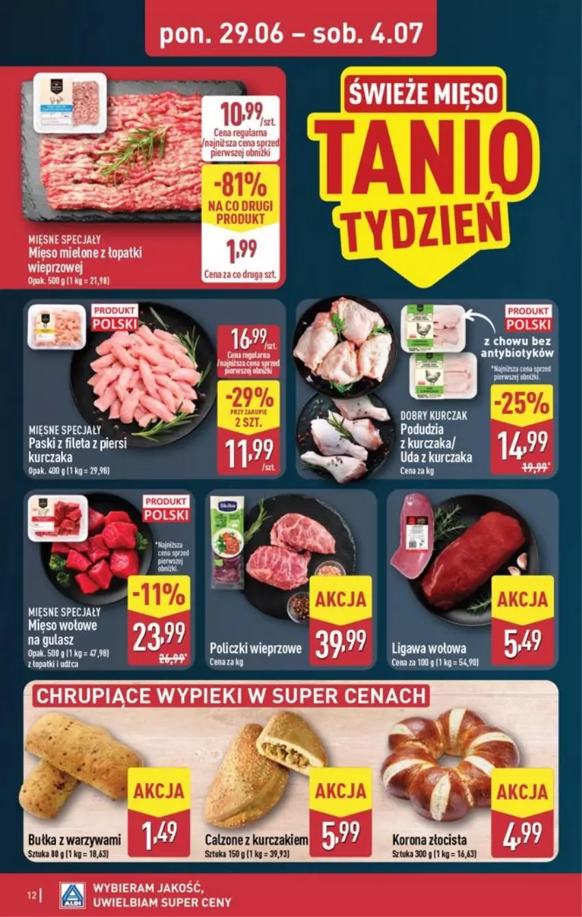 Gazetka promocyjna Aldi - Pełna oferta - ważna 29.06 do 04.07.2026 - strona 12 - produkty: Bułka, Koc, Kurczak, Mięso, Mięso mielone, Mięso mielone z łopatki wieprzowej, Warzywa