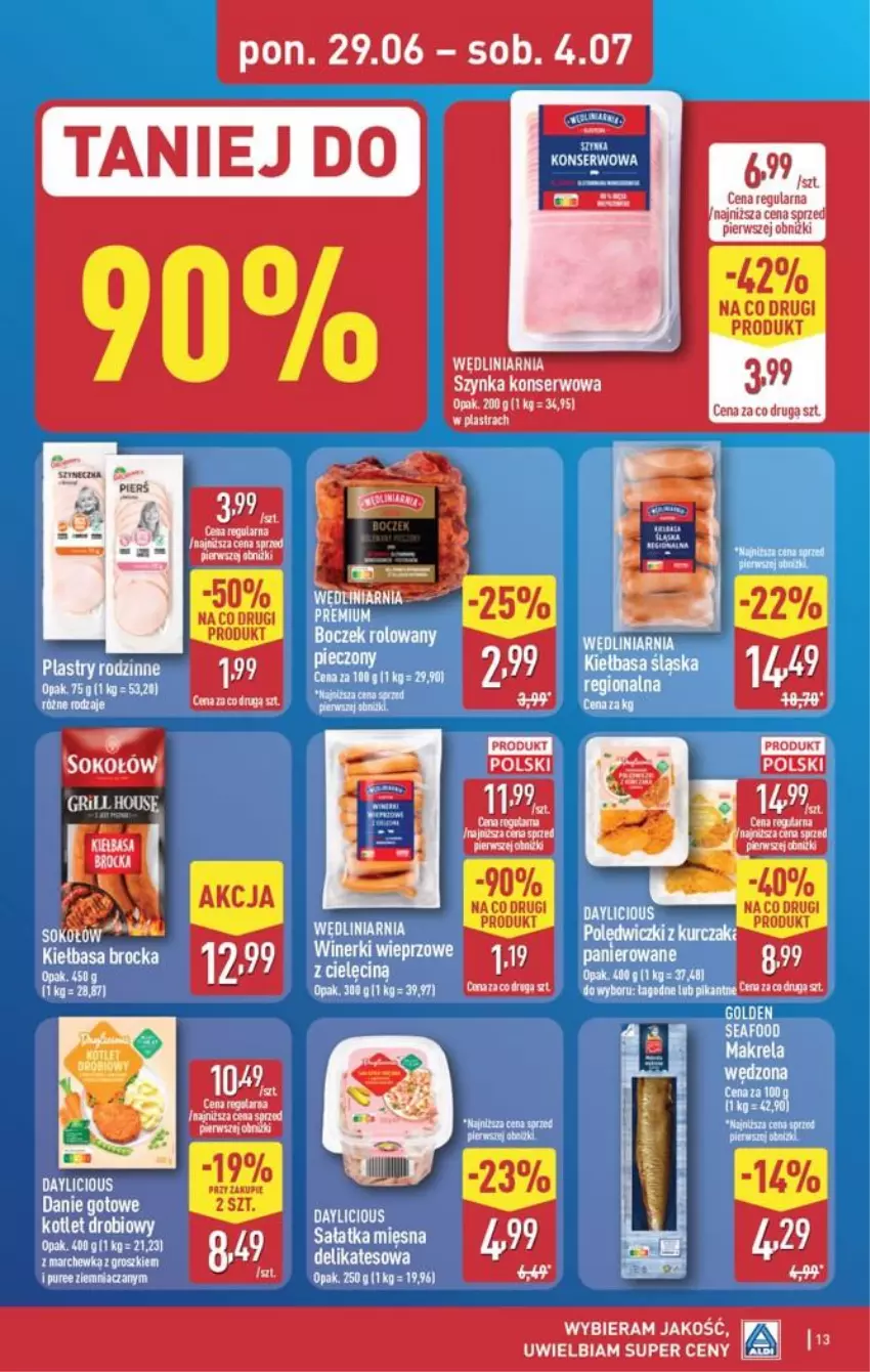Gazetka promocyjna Aldi - Pełna oferta - ważna 29.06 do 04.07.2026 - strona 13 - produkty: Danie gotowe, Marchewka, Sałat, Sałatka, Ser, Sok, Sokołów, Szynka, Szynka konserwowa