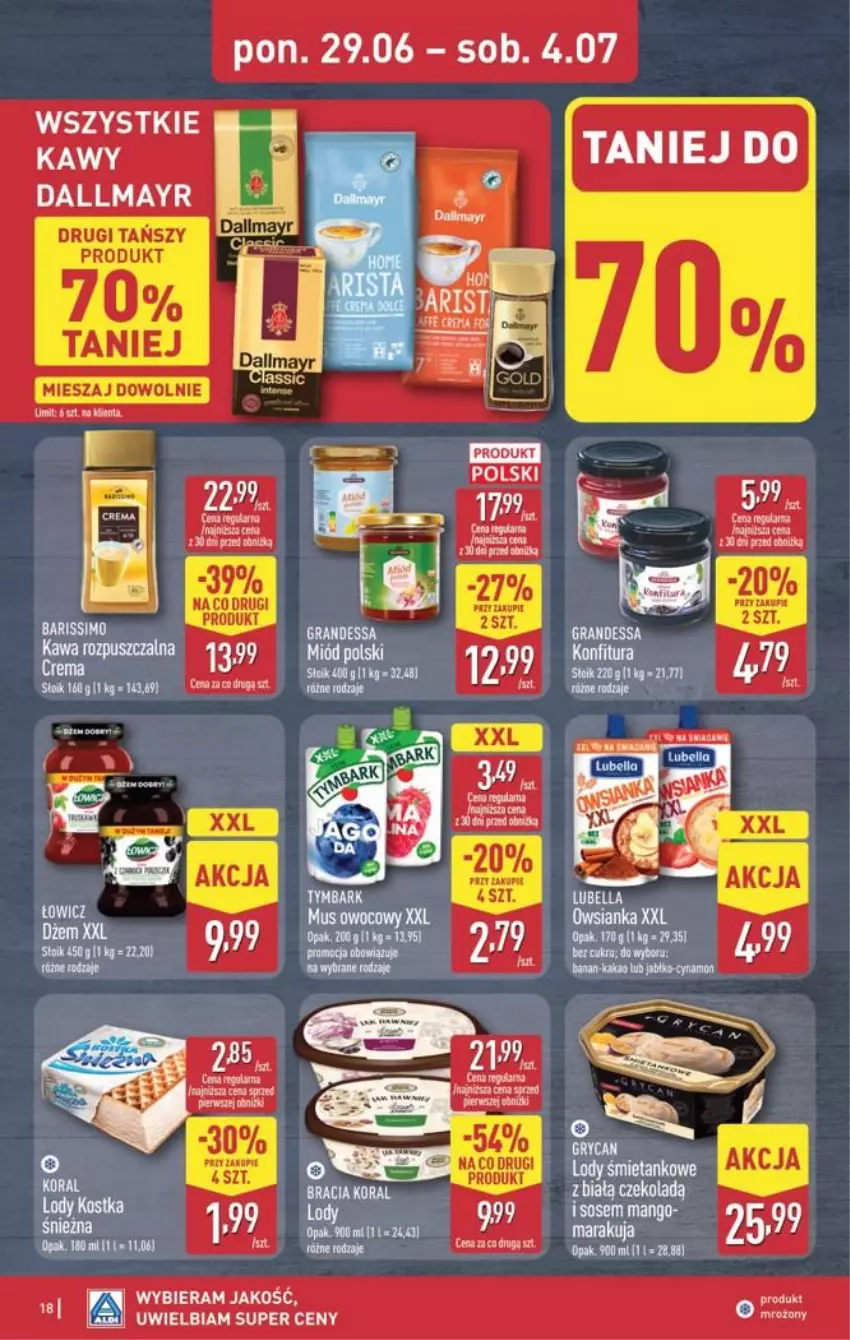 Gazetka promocyjna Aldi - Pełna oferta - ważna 29.06 do 04.07.2026 - strona 18 - produkty: Dallmayr, Gra, LG, Lody, Mango, Owsianka, Sos