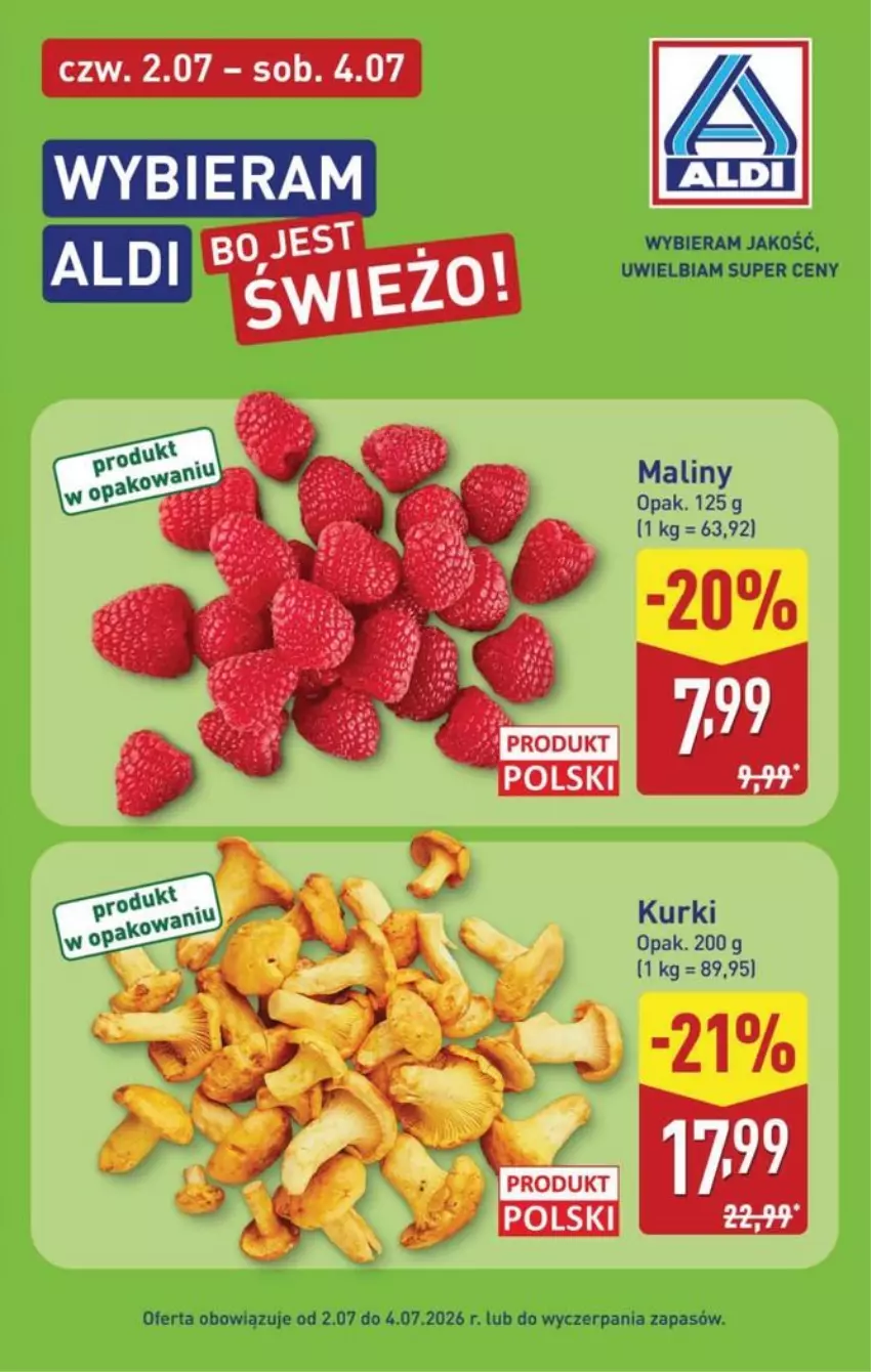Gazetka promocyjna Aldi - Pełna oferta - ważna 29.06 do 04.07.2026 - strona 9 - produkty: Maliny