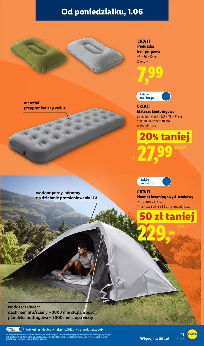 Gazetka promocyjna Lidl - Katalog ważny od 1.06 - ważna 01.06 do 06.06.2026 - strona 13 - produkty: Materac, Namiot, Poduszka, Por, Tera