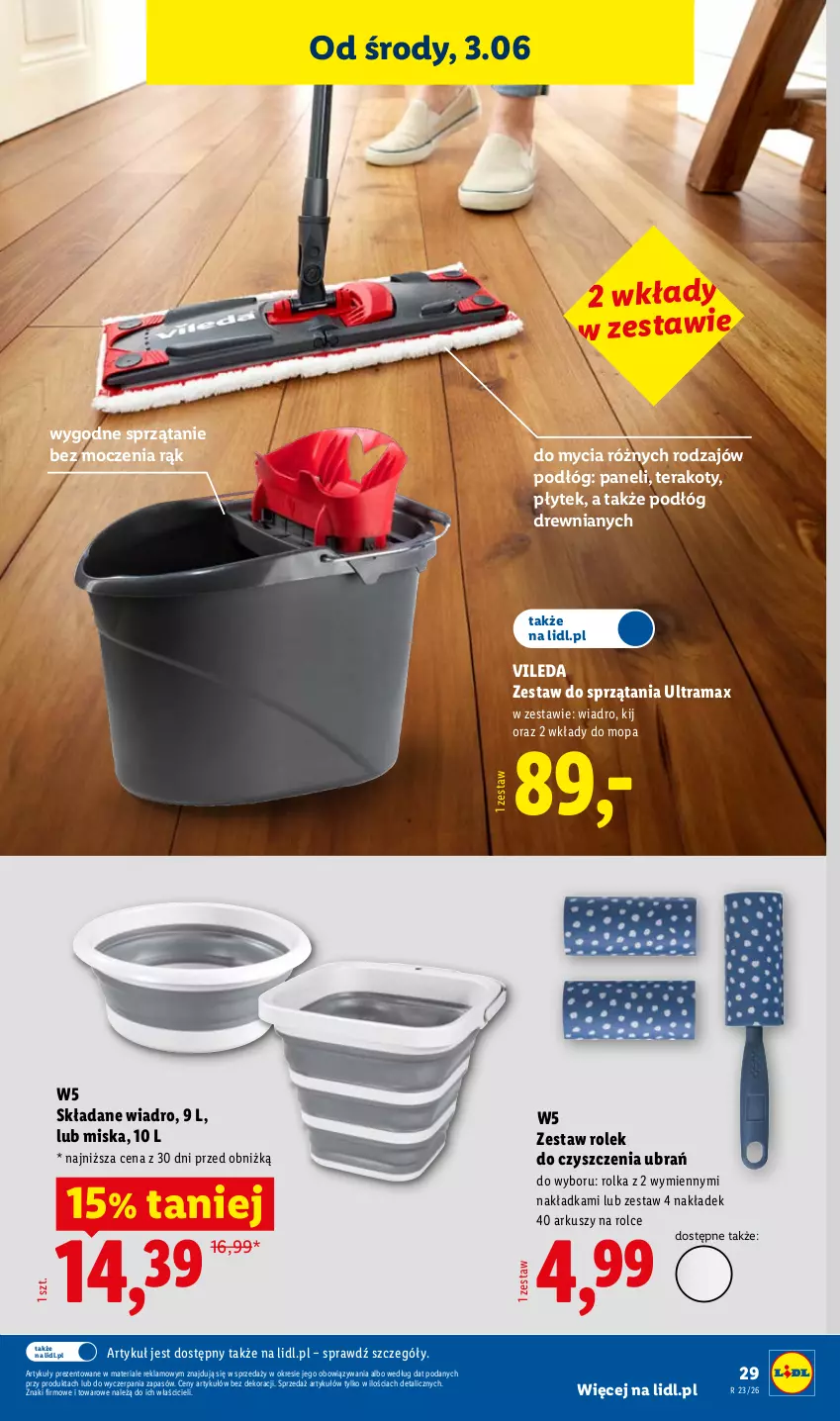 Gazetka promocyjna Lidl - Katalog ważny od 1.06 - ważna 01.06 do 06.06.2026 - strona 33 - produkty: Miska, Mop, Rama, Sprzątanie, Tera, Vileda, Wiadro