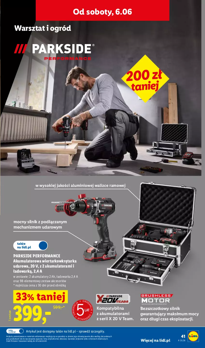 Gazetka promocyjna Lidl - Katalog ważny od 1.06 - ważna 01.06 do 06.06.2026 - strona 45 - produkty: Akumulator, Akumulatorowa wiertarkowkrętark, Ogród, Parkside, Ser, Sok, Tarka, Warka, Wiertarkowkrętarka, Wkręt, Wkrętarka