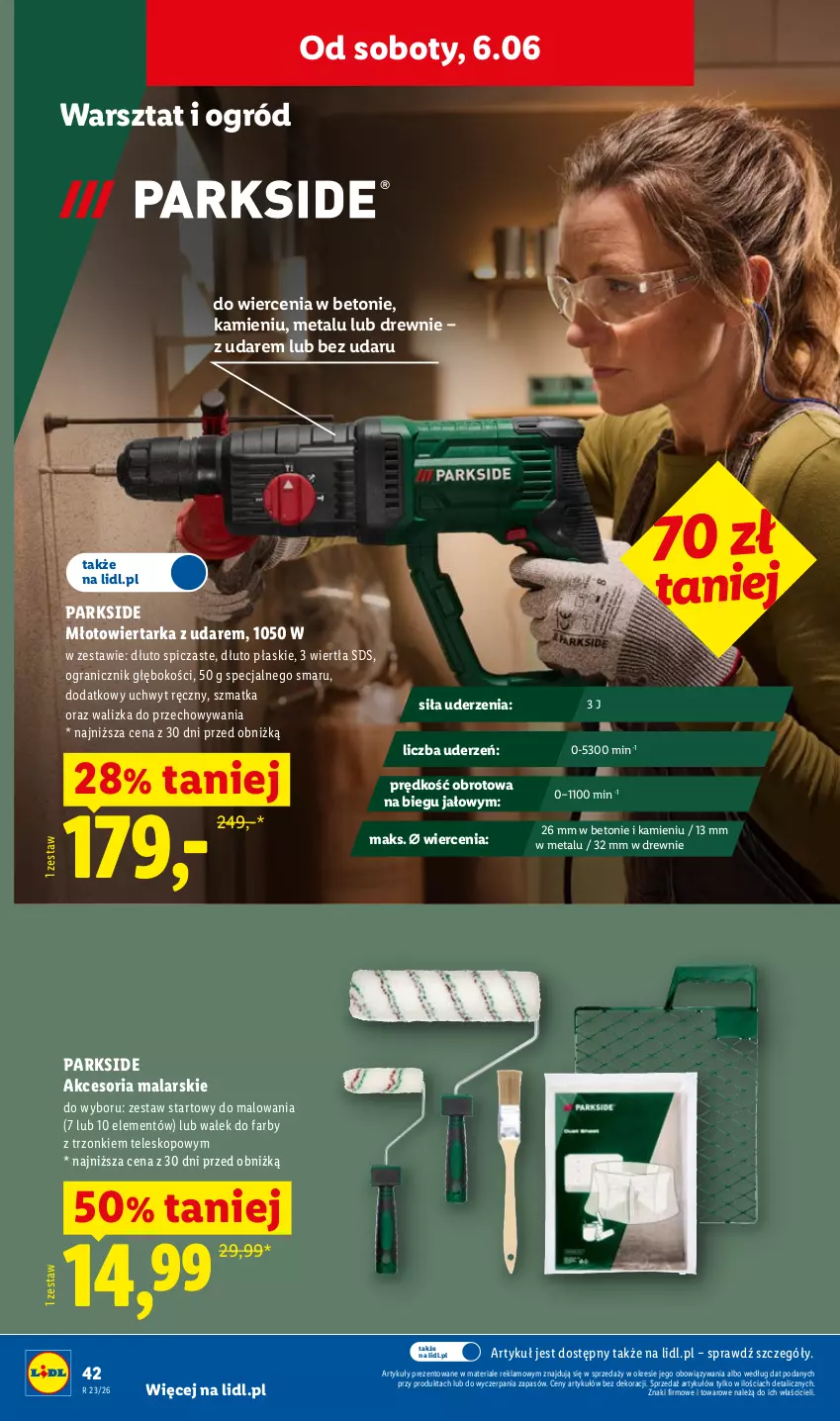 Gazetka promocyjna Lidl - Katalog ważny od 1.06 - ważna 01.06 do 06.06.2026 - strona 46 - produkty: Fa, Gra, Młot, Młotowiertarka, Ogród, Parkside, Tarka, Teleskop, Wałek, Walizka, Wiertarka