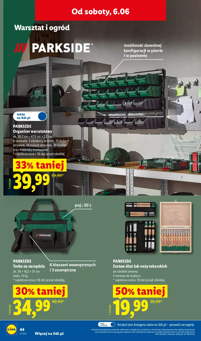 Gazetka promocyjna Lidl - Katalog ważny od 1.06 - ważna 01.06 do 06.06.2026 - strona 48 - produkty: Noż, Ogród, Organizer, Parkside, Torba