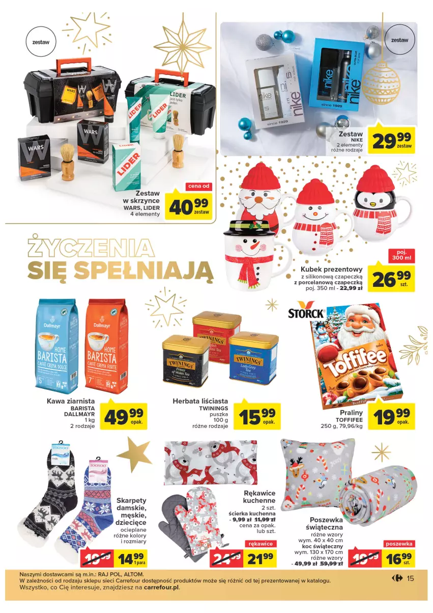 Gazetka promocyjna Carrefour - Gazetka Market - ważna 08.11 do 19.11.2022 - strona 17 - produkty: Dallmayr, Dzieci, Herbata, Karp, Kawa, Kawa ziarnista, Koc, Kubek, Nike, Por, Poszewka, Praliny, Rękawice, Toffifee