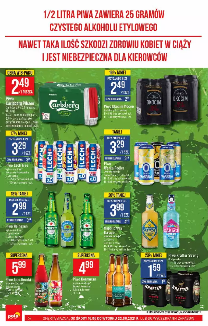 Gazetka promocyjna PoloMarket - Gazetka pomocyjna - ważna 16.06 do 22.06.2021 - strona 34 - produkty: Fa, Gra, Koc, Napój, Okocim, Piec, Piwa, Piwo, Radler, Warka