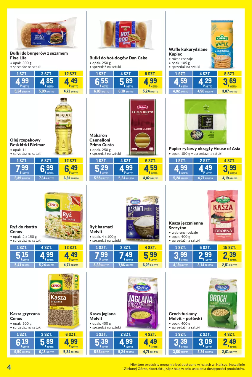 Gazetka promocyjna Makro - Kupujesz więcej płacisz mniej - ważna 09.06 do 07.07.2026 - strona 4 - produkty: Beskidzki, Burger, Cenos, Dan Cake, Groch, Gry, House of Asia, Kasza, Kasza gryczana, Kasza jaglana, Kasza jęczmienna, Kosz, Kupiec, LANA, Makaron, Melvit, Olej, Olej rzepakowy, Papier, Papier ryżowy, Piec, Ryż, Ryż basmati, Ryż do risotto, Sezam, Szal, Wafle