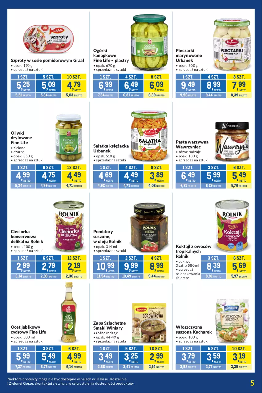 Gazetka promocyjna Makro - Kupujesz więcej płacisz mniej - ważna 09.06 do 07.07.2026 - strona 5 - produkty: Cieciorka, Gra, Graal, Kosz, Kucharek, Ocet, Olej, Oliwki, Orka, Pasta warzywna, Piec, Pomidory, Rolnik, Sałat, Sałatka, Ser, Sos, Szal, Szprot, Winiary, Zupa