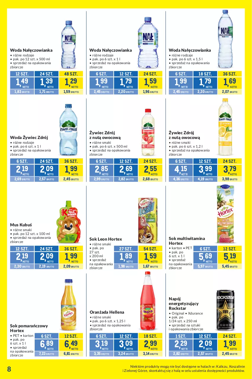 Gazetka promocyjna Makro - Kupujesz więcej płacisz mniej - ważna 09.06 do 07.07.2026 - strona 8 - produkty: Gin, Hellena, Hortex, Kosz, Kubuś, Leon, Mus, Nałęczowianka, Napój, Oranżada, Sok, Sok pomarańczowy, Szal, Woda