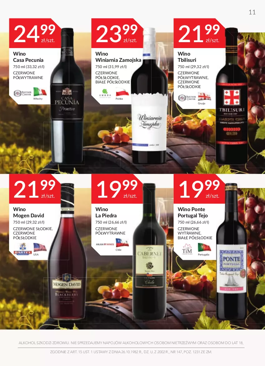 Gazetka promocyjna Stokrotka - Oferta alkoholowa - ważna 23.06 do 20.07.2022 - strona 11 - produkty: Mogen David, Por, Winiarnia Zamojska, Wino